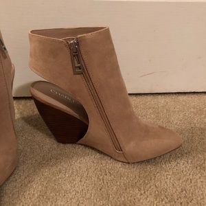 Open-Back Suede Wedge Bootie